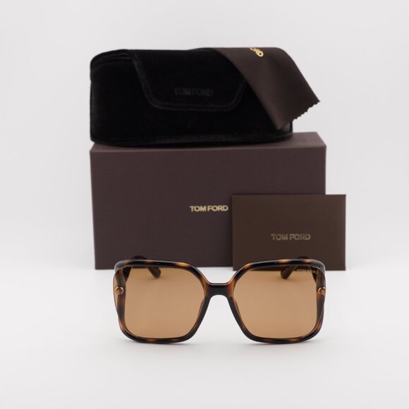 Tom Ford Solange-02 FT1089 52E Square Sunglasses - Dark Havana\Brown - Picture 4 of 10